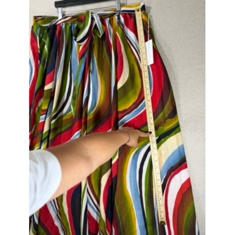 Truth Maxi Skirt Womens 3X Multicolor NWT Wavy Stripe Boho Elastic Waist‎ Belted - Picture 3 of 7